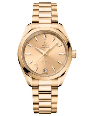 Omega Seamaster Aqua Terra Shades Automatic Yellow Dial 18K Gold Women's Watch Model: 22050342008001 220.50.34.20.08.001 (arb9862)