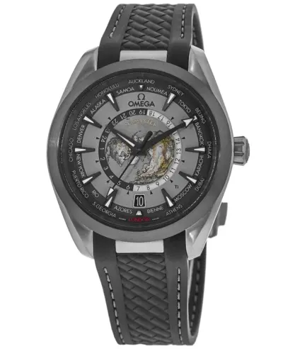 Omega Seamaster Aqua Terra 150M Worldtimer Grey Dial Rubber Strap Men's Watch Model 220.92.43.22.99.001 (arb9879)