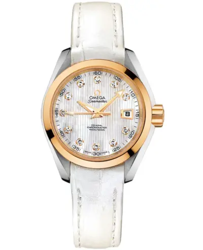 Omega Seamaster Aqua Terra Women 231.23.30.20.55.002 Mother-of-Pearl Dial Gold Stainless Steel Watch Strap (arb9890)