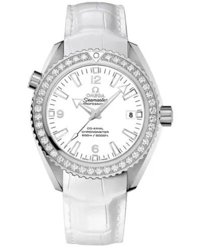 Omega Seamaster Planet Ocean 600M White Dial Automatic Chronometer Unidirectional Bezel With Diamonds Model: 23218422104001 232.18.42.21.04.001 (white, arb9923)