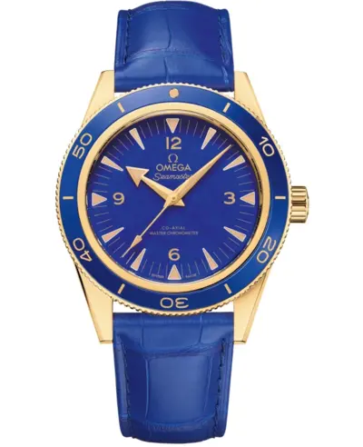 Omega Seamaster Chronometer 41mm Model 234602 Blue Dial Yellow Gold Case 234.63.41.21.99.002 (blue, arb9935)