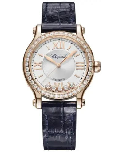 Chopard Happy Sport Automatic Silver Dial 18K Rose Gold Diamond Bezel Women's Watch Model 275378-5003 (arb9979)