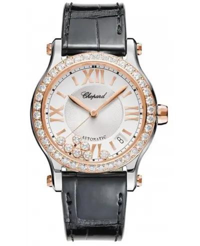Chopard Happy Sport Medium Automatic Silver Dial Diamond Bezel Women's Watch Model 278559-6003 (arb9998)