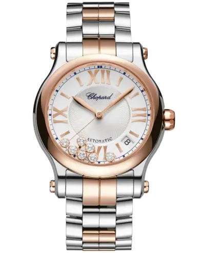 Chopard Happy Sport Medium Auto Silver Dial Watch with Diamonds - Model 278559-6026 (arb10005)
