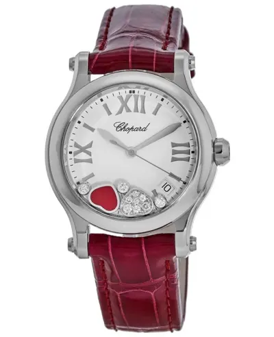 Chopard Happy Hearts Round 36mm White Diamond Dial Leather Strap Women's Watch Model 278582-3005 (white, arb10033)