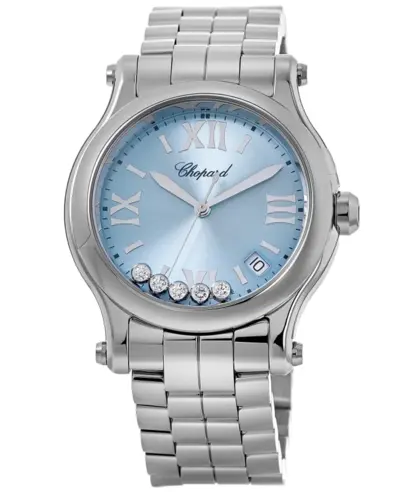 Chopard Happy Sport Medium 36mm Blue Diamond Dial Steel Women's Watch Model 278582-3008 (blue, arb10034)