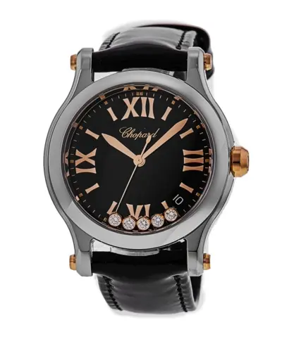 Chopard Happy Sport Medium 36mm Black Floating Diamond Dial Women's Watch Model 278582-6014 (black, arb10052)