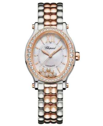 Chopard Happy Sport Oval 7 Floating Diamonds Automatic Silver Dial Women's Watch Model 278602-6004 (arb10069)