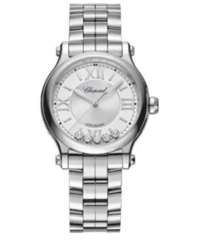 Chopard Happy Sport Automatic 33mm Silver Diamond Dial Steel Women's Watch Model 278608-3002 (arb10073)