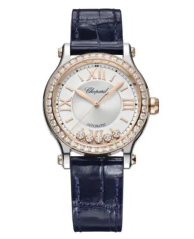Chopard Happy Sport Automatic 33mm Silver Dial Diamond Bezel Women's Watch Model 278608-6003 (arb10081)