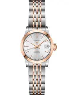 Longines Record Silver Dial Stainless Steel and Rose Gold Women's Watch l2.320.5.72.7