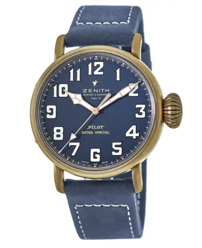 Zenith Pilot Type 20 Extra Special Blue Dial Leather Strap Men's Watch - Model: 29.2430.679/57.C808 (blue, arb10099)