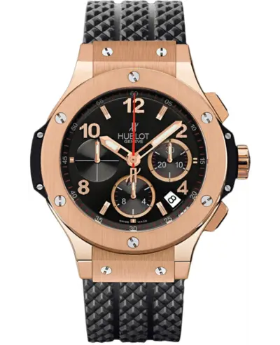 Men's Hublot Big Bang 44mm Rose Gold Case Rubber Strap Watch Model:301PX130RX 301.PX.130.RX (black, arb10141)