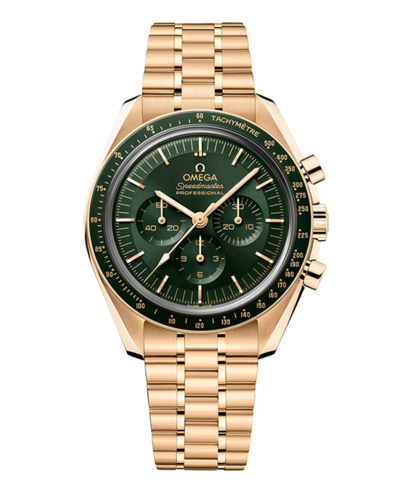 Omega Speedmaster Moonwatch Professional 31060425010001 Yellow Gold Green Dial Men's Watch 310.60.42.50.10.001 (green, arb10176)