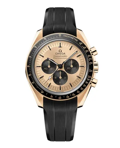 New Authentic Omega Speedmaster Moonwatch Professional Model 310.62.42.50.99.001 with Yellow Gold and Black Rubber Strap (yellow, arb10178)