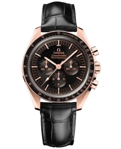 New Authentic Omega Speedmaster Moonwatch Professional Manual Winding Chronograph Black Dial Rose Gold Ref. 31063425001001 310.63.42.50.01.001 (black, arb10179)