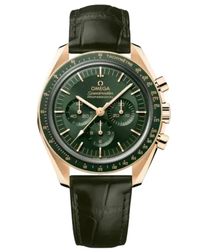 Omega Speedmaster Moonwatch Professional Manual Winding Chronograph Green Dial Yellow Gold Ref 31063425010001 310.63.42.50.10.001 (green, arb10181)