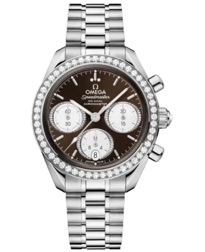 Omega 324.15.38.50.63.001 Speedmaster Co-Axial Chronograph Automatic Brown Dial Diamond Bezel Steel Unisex Watch (brown, arb10202)