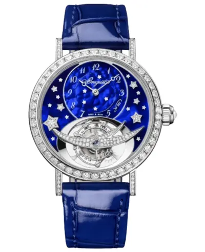 Authentic Breguet Classique Tourbillon Manual Winding Blue Dial 18K White Gold Diamond Bezel Women's Watch Model: 3358BB/VD/986/D0 (blue, arb10250)