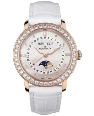 Authentic New Blancpain Ladies Complete Calendar Moonphase Watch Reference 3663-2954-55B (arb10309)