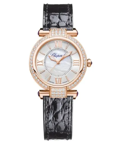 Chopard Imperiale Automatic 384319-5007 Mother of Pearl Dial Diamond Rose Gold Leather Strap Women's Watch (arb10321)
