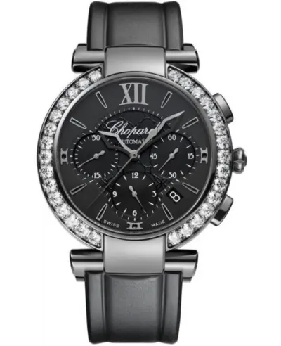 Chopard Imperiale Automatic Chronograph 40mm Black Dial Diamond Rubber Women's Watch Model 388549-3008 (black, arb10337)