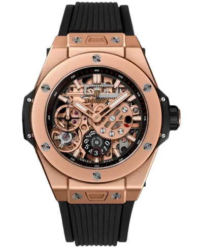 Deployment Clasp - Fixed Bezel - Matt Black Dial: Luminescent Rose Gold Hands & Index Markers with Power Reserve Indicator - Automatic Chronograph Movement (Small Seconds, Power Reserve) - Hublot Calibre HUB1201 Engine (240 Hours Power Reserve) 414.OI.1123.RX (arb10369)