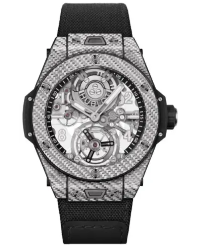 Authentic Hublot Big Bang Tourbillon Automatic Sapphire Dial with Carbon Fiber and Texalium Case, Black Fabric Strap - Model 419YS0170NR 419.YS.0170.NR (arb10377)