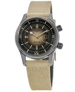 New Authentic Longines Legend Diver Beige Dial Fabric Strap Watch L3.374.4.30.2