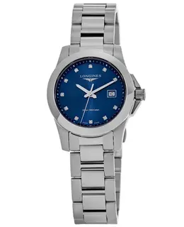 Longines Conquest Quartz Blue Diamond Dial Stainless Steel Women's Watch l3.376.4.97.6