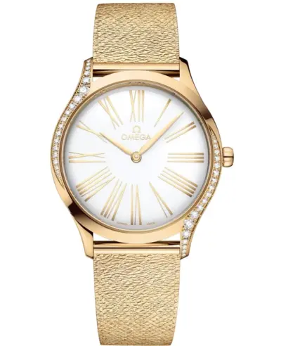 Omega De Ville Tresor White Dial Diamond Yellow Gold Women's Watch Model 42855366004 428.55.36.60.04.001 (white, arb10478)