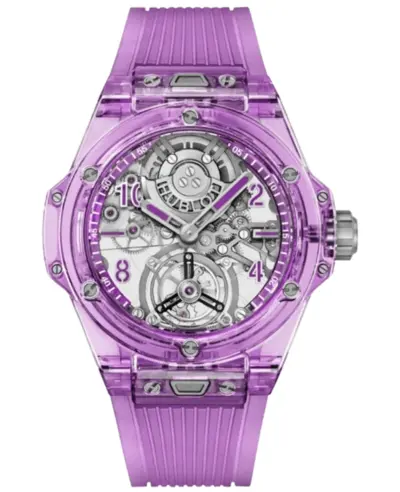 Hublot Big Bang Tourbillon 429.JM.0120.RT - Limited Edition Luxury Watch with Skeleton Dial and Purple Rubber Strap (arb10489)