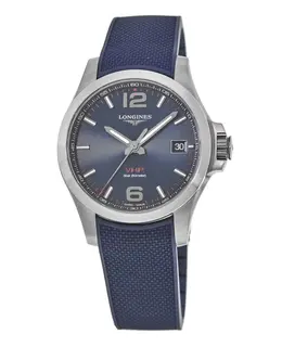 Longines Conquest V.H.P. 43mm Blue Dial Rubber Strap Men's Watch L3.726.4.96.9 l37264969