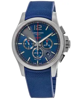 Longines Conquest V.H.P., Blue Chrono Dial & Rubber Strap Men's Watch Model L3.727.4.96.9