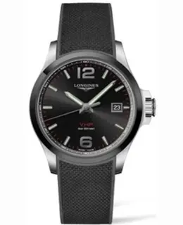 Longines Conquest V.H.P. Black Dial Black Rubber Strap Men's Watch l3.729.4.56.9