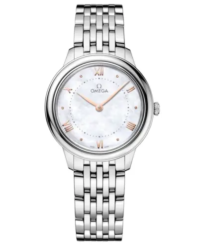 Omega De Ville Prestige Quartz Women's Watch, Model 434.10.30.60.05.001 - Mother of Pearl Dial, Steel Bracelet (arb10513)