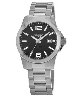 Longines Conquest Quartz Black Dial Men's Watch l3.759.4.58.6