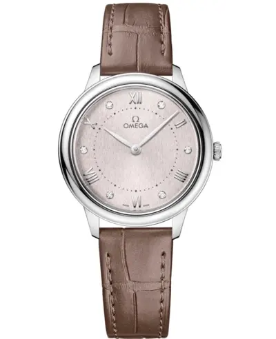 Omega De Ville Prestige Quartz 30mm Rose Diamond Dial Taupe - Model 43413306052 434.13.30.60.52.001 (pink, arb10541)