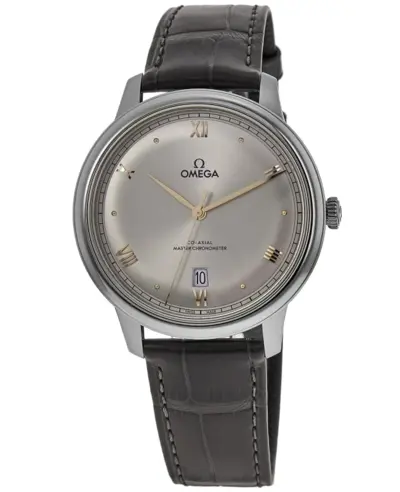 Brand New Authentic Omega De Ville Prestige Co-Axial Master Chronometer Automatic 40mm Grey Dial Leather Strap Men's Watch 434.13.40.20.06.001 (arb10553)