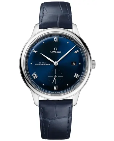 Brand New Authentic Omega De Ville Prestige Co-Axial Master Chronometer Small Seconds 41mm Automatic Blue Dial Leather Strap Men's Watch Model 43413412003001 434.13.41.20.03.001 (blue, arb10556)