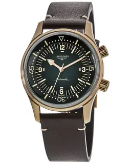 Longines Legend Diver Green Dial Bronze Titanium Leather Strap Men's Watch l3.774.1.50.2