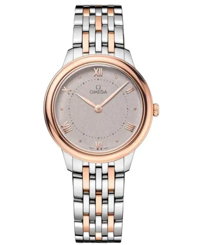 Omega De Ville Prestige Quartz 30mm Silver Dial 18K Rose Gold and Steel Women's Watch Model 434.20.30.60.02.001 (arb10566)