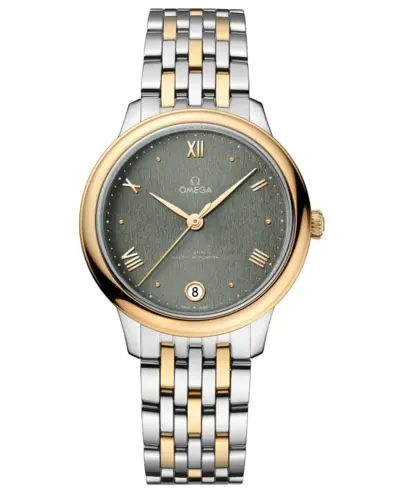 Omega De Ville Prestige Co-Axial Master Chronometer 34mm Automatic Green Dial Yellow Gold and Steel Women's Watch 434.20.34.20.10.001 (green, arb10577)