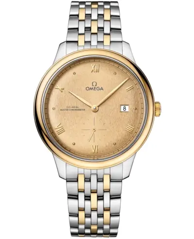 Omega De Ville Prestige Co-Axial Master Chronometer 434.20.41.20.08.001 Small Seconds Champagne Dial Yellow Gold Steel Automatic Men's Watch (arb10585)