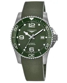 Longines HydroConquest Automatic 41mm Green Dial Rubber Strap Men's Watch l3.781.4.06.9