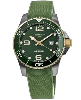 Longines HydroConquest l3.782.3.06.9 - Automatic Green Dial Rubber Strap Men's Sports Watch