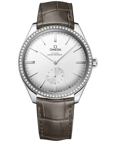 Omega De Ville Tresor Silver Dial Diamond Leather Strap Women's Watch Model 435.18.40.21.02.002 (arb10641)