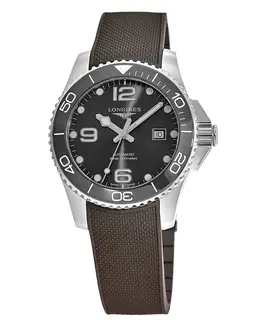 Longines HydroConquest Automatic 43mm Grey Dial Ceramic Bezel Grey Rubber Strap Men's Watch l3.782.4.76.9