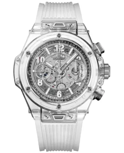 Hublot Big Bang Unico Limited Edition Automatic Chronograph Skeleton Dial Sapphire Case Transparent Rubber Strap Men's Watch 441.jx.4802.rt (arb10656)