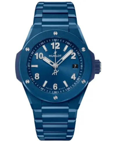 Hublot Big Bang 38mm Integrated Time Only Automatic Blue Dial Ceramic Unisex Watch - Model: 457.ex.7170.ex (blue, arb10683)